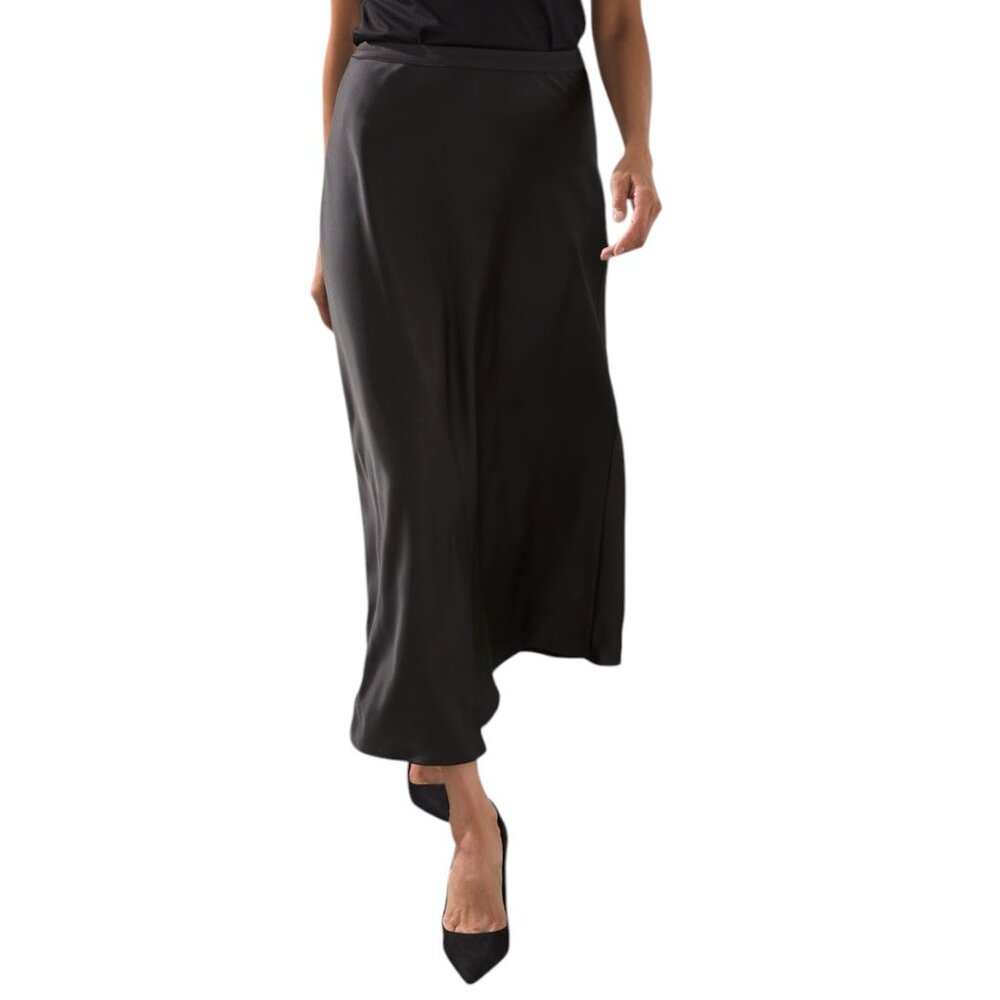 Chico's Black Label Stretch Satin Skirt, Size 18, Black NWT